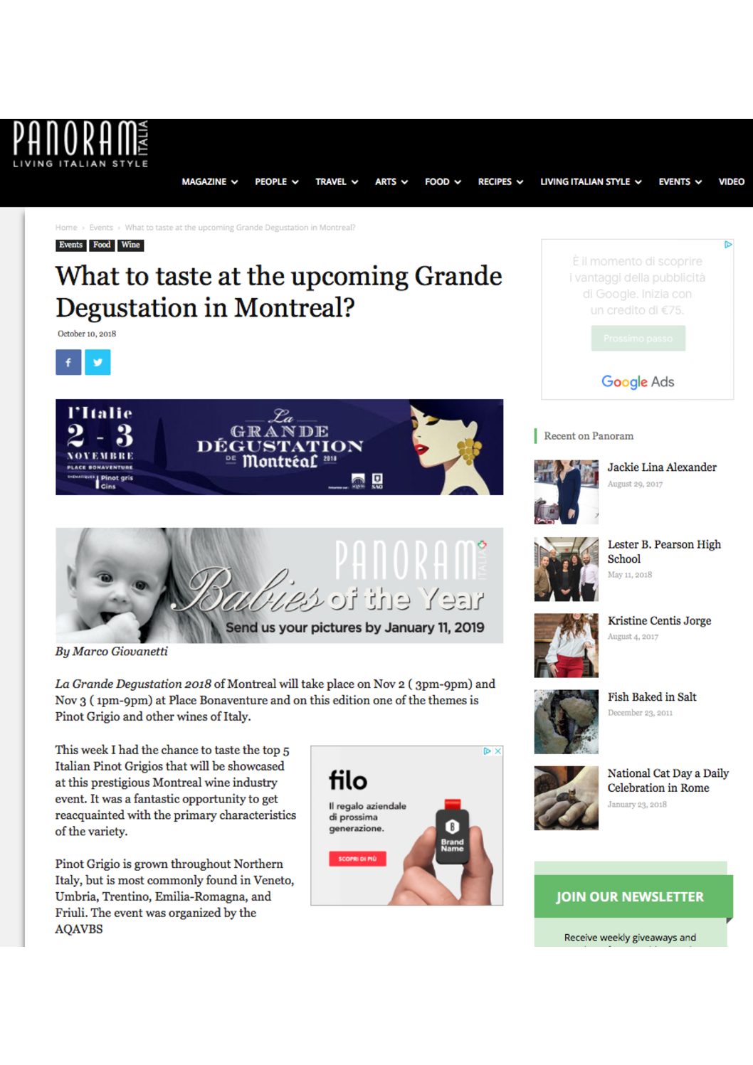 10 ottobre 2018 – what to taste at the upcoming la grande degustation de montreal? – panoram italia