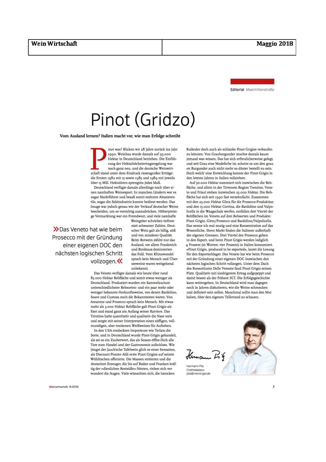 Maggio 2018 – Pinot (Gridzo) – Weinwirtschaft