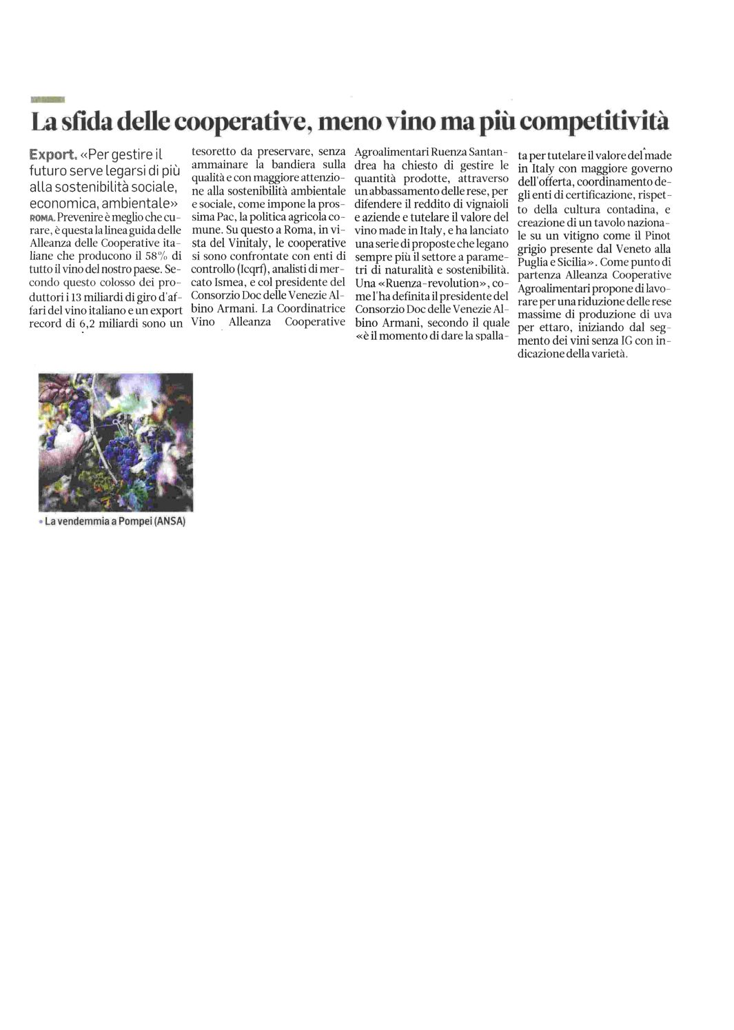 april 2019 – Alto Adige, la sfida delle cooperative: meno vino ma più competitività