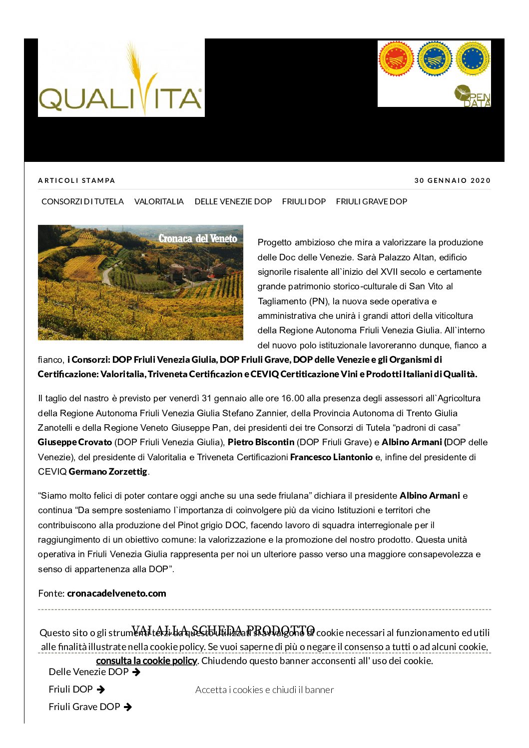 21 gennaio 2020 – Qualivita, a San Vito al Tagliamento un progetto ambizioso