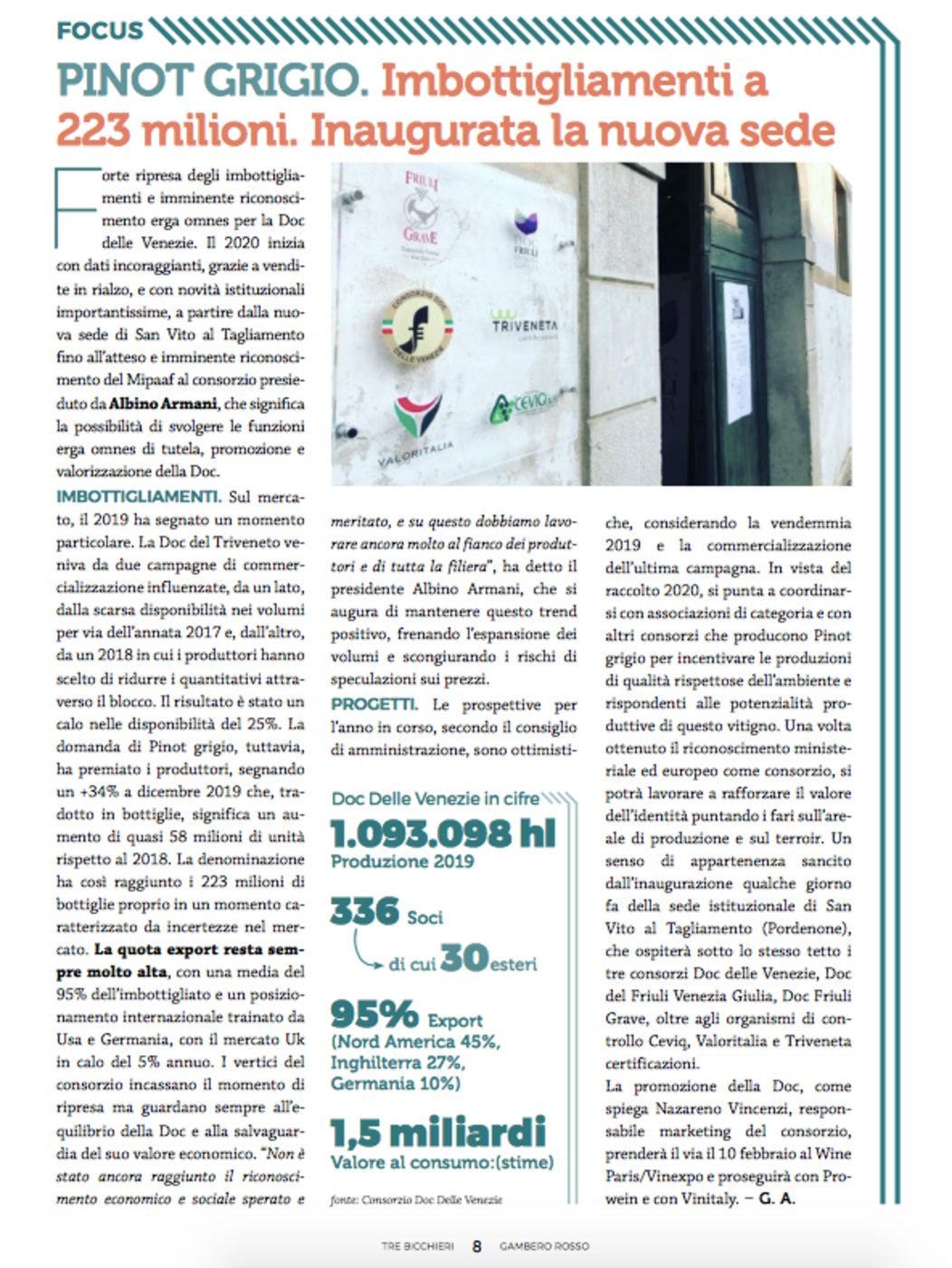 20 febbraio 2020 – Trebicchieri, imbottigliamenti a 223 milioni, inaugurata la uova sede