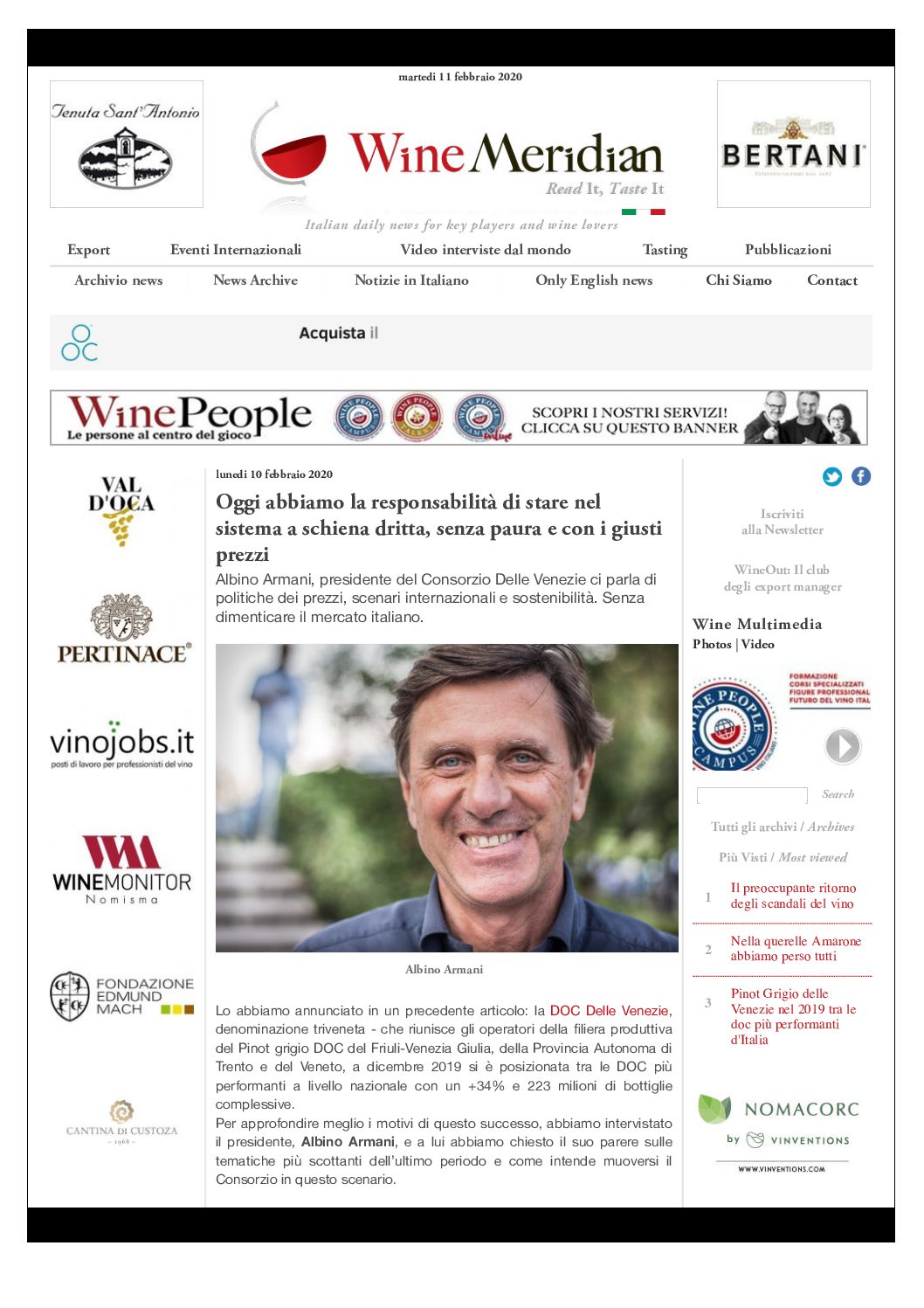 11 febbraio 2020 – Winemeridian, oggi abiamo la respinsabilità di stare nel sistema a schiena dritta