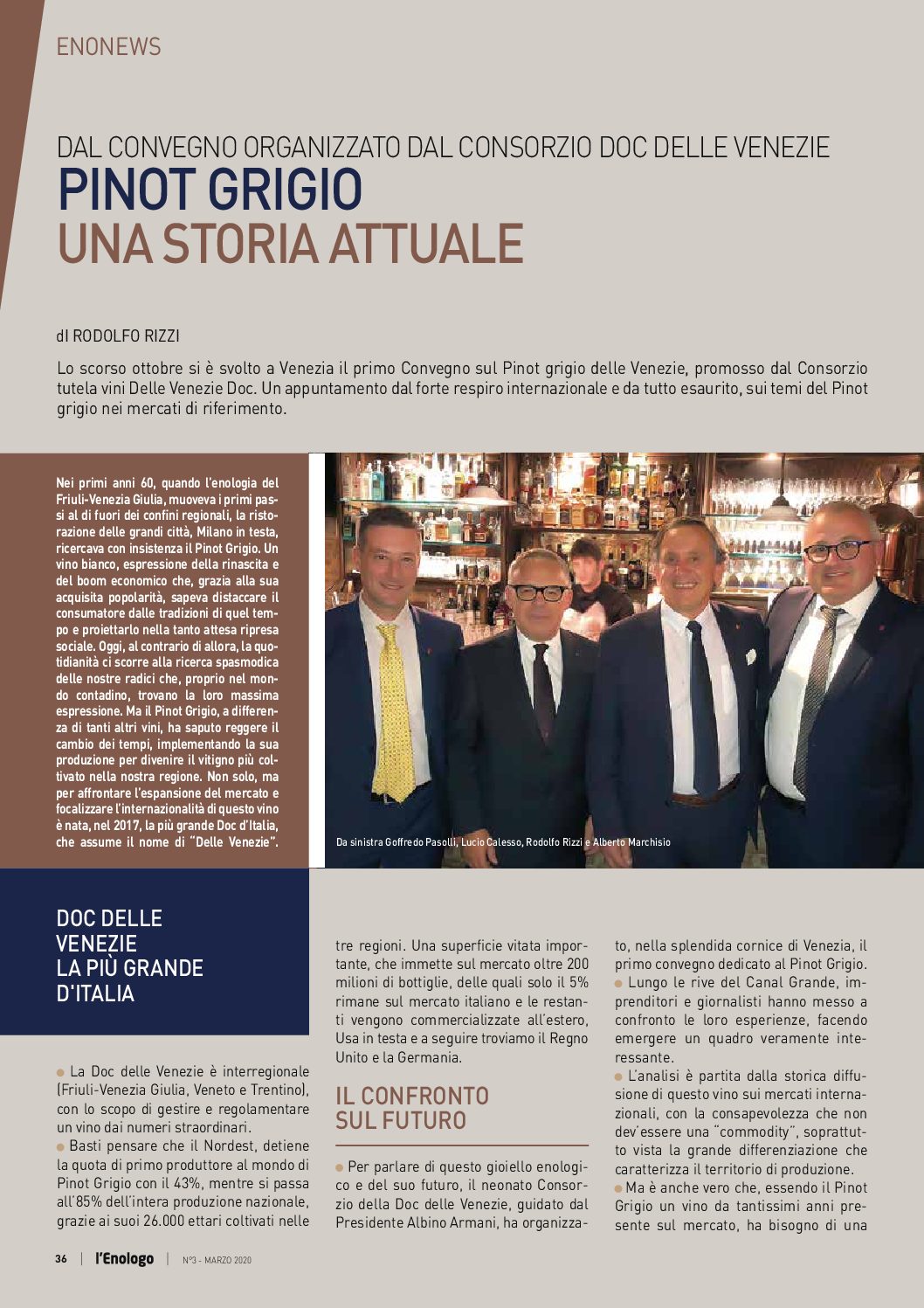 16 marzo 2020 – L’Enologo, Pinot grigio una storia attuale