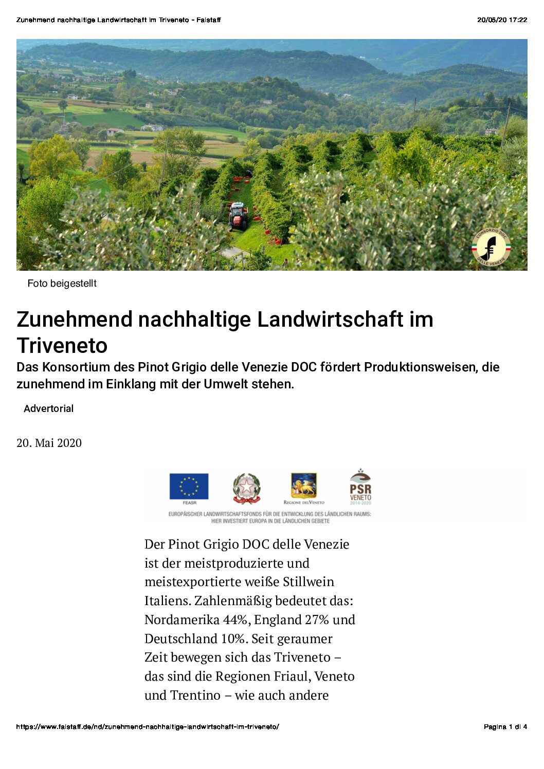 20 maggio 2020 – Falstaff, Zunehmend nachhaltige Landwirtschaft im Triveneto