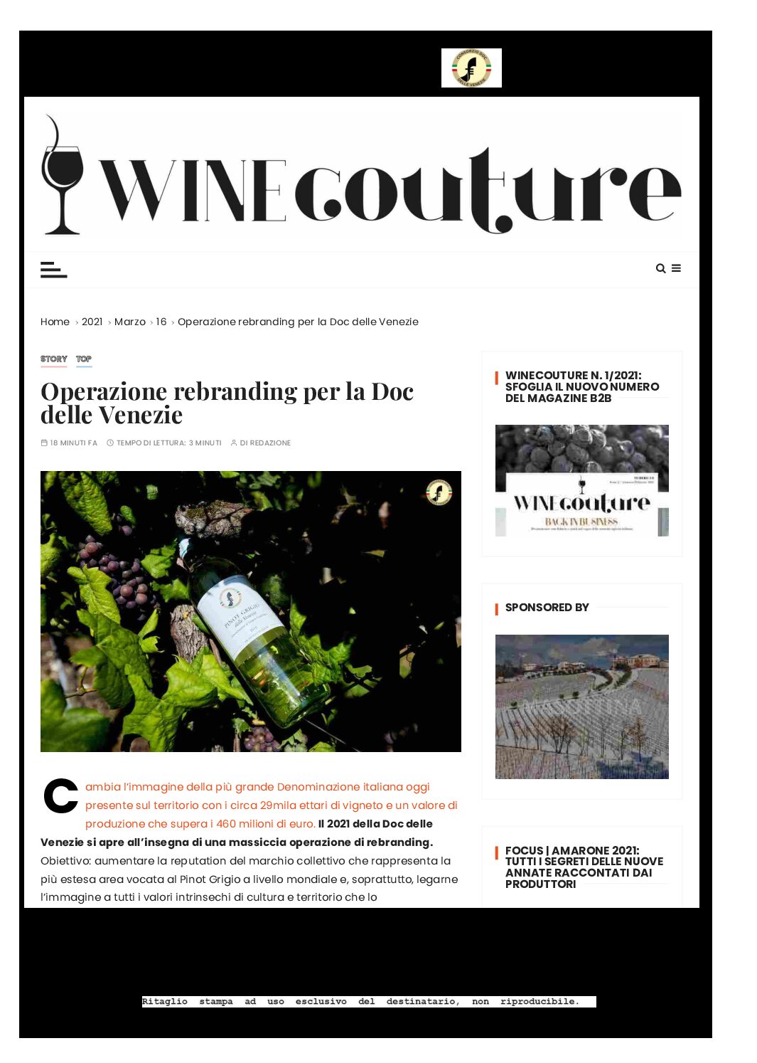 16 marzo 2021 – winecouture, operazione rebranding per la DOC delle Venezie