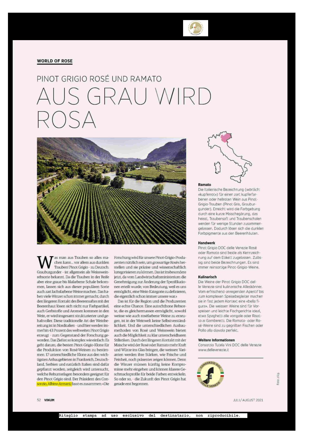 1 agosto 2021 – Vinum, Aus grau wird rosa, Pinot grigio rosé und ramato