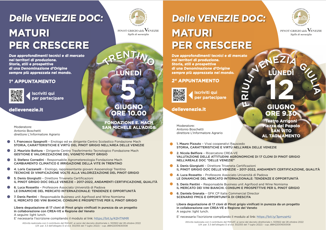 CICLO DI CONVEGNI DOC DELLE VENEZIE – Fondazione Mach e San Vito al Tagliamento