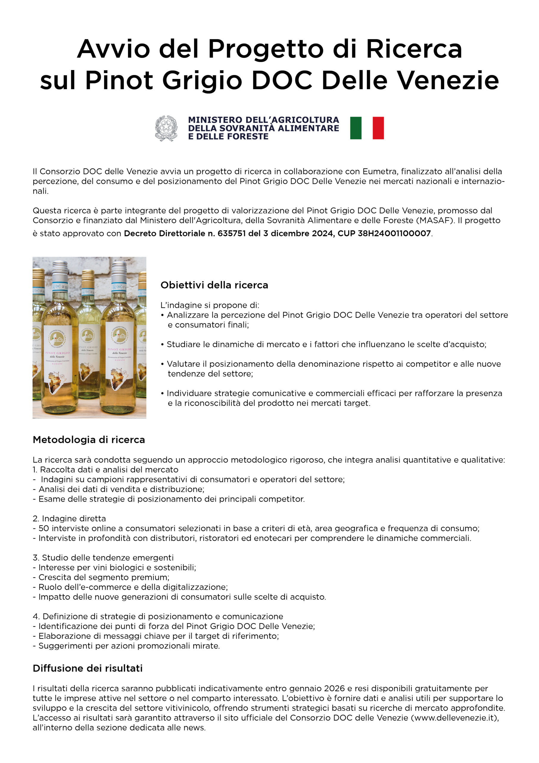 Avvio del Progetto di Ricerca  sul Pinot Grigio DOC Delle Venezie